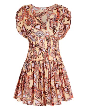 A.L.C Luna Smocked Printed Mini Dress | INTERMIX®
