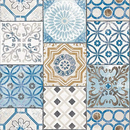 HaokHome 3113 Moroccan Style Mosaic Wallpaper in Blue For Home kitchen Accent Wall Decor 20.8" x 33ft, Wallpaper - Amazon Canada