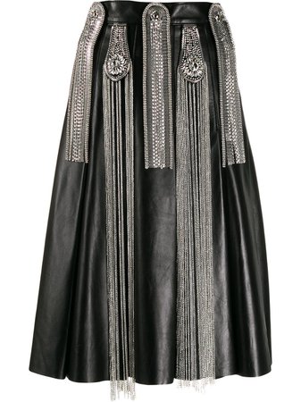 Christopher Kane Chain Leather Skirt RE20SK1230SHINYLEATHERBLACK Black | Farfetch