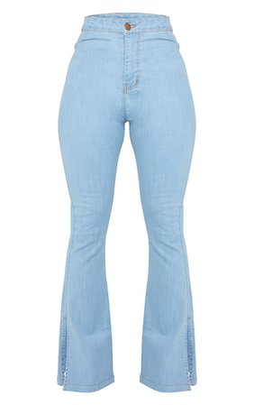 Shape Light Blue Wash Split Hem Flared Jeans | PrettyLittleThing