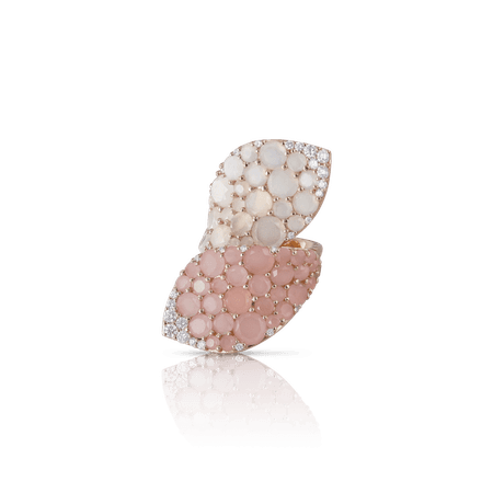 18k Rose Gold Lakshmi Ring with Pink Chalcedony, Moonstone and Diamonds, Pasquale Bruni