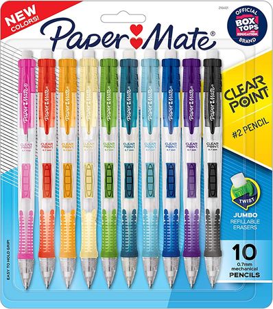 Amazon.com : Paper Mate Clearpoint Pencils, HB 2 Lead (0.7mm), Assorted Barrel Colors, 10 Count : Office Products