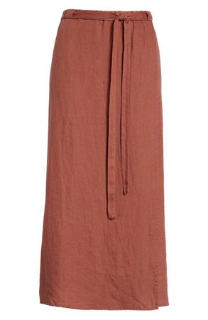 Eileen Fisher Faux Wrap Organic Linen Skirt (Regular & Petite) | Nordstrom