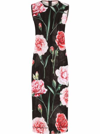 Dolce & Gabbana Floral Print Sleeveless Midi Dress