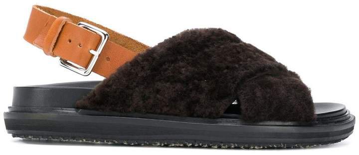 fur flat sandal