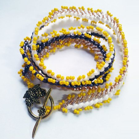 Purple yellow and white snake Gladiator string boho beaded | Etsy
