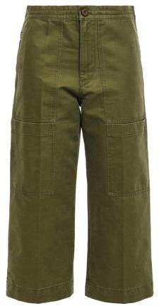 Cropped Cotton-twill Wide-leg Pants