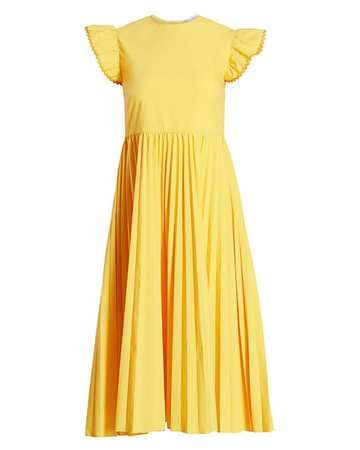 RED Valentino Women's Yellow Pleated Poplin Dress