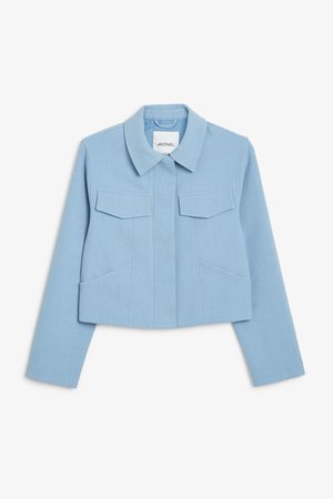 Cropped jacket - Dusty blue - Coats & Jackets - Monki BE