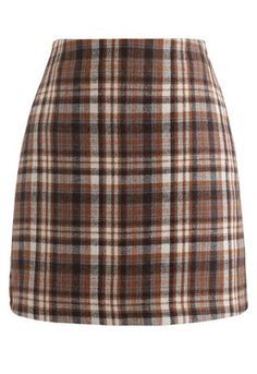 red/brown plaid skirt - lace-up
