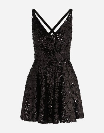 Women's Dresses in Black | Short sequined dress | Dolce&Gabbana