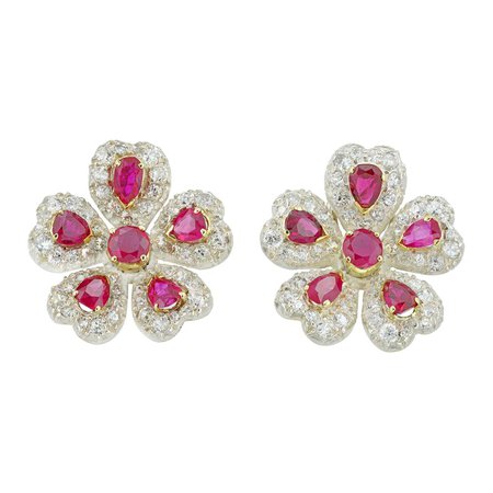 Pair of Late Victorian Ruby and Diamond Earrings For Sale at 1stDibs