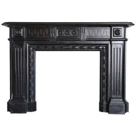 19th Century Monumental Black Marble Antique Fireplace Surround For Sale at 1stDibs