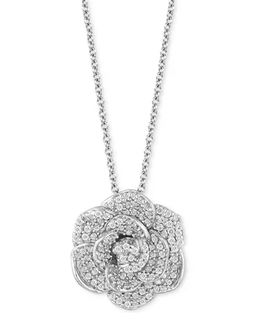 Enchanted Disney Fine Jewelry Enchanted Disney Diamond Flower Cinderella Pendant Necklace (1/2 ct. t.w.) in 14k White Gold