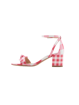pink plaid gingham heels shoes