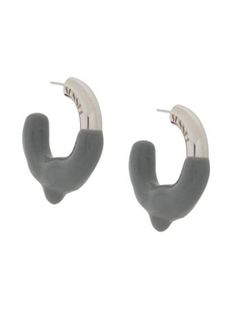 Sunnei small rubberized hoop earrings silver RRE01 - Farfetch