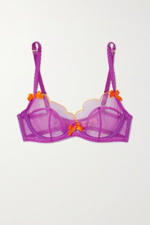 Violet Lorna bow-embellished tulle underwired bra | Agent Provocateur | NET-A-PORTER