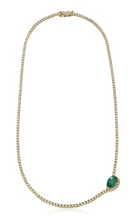 18k Yellow Gold Emerald Trace Eternity Necklace By Katkim | Moda Operandi