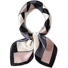 ANDANTINO 100% Pure Mulberry Silk Small Square Scarf -21" * 21" -Women Girls Breathable Lightweight Neckerchief -Digital Floral Printed Headscarf (BLUE& WHITE) at Amazon Women’s Clothing store