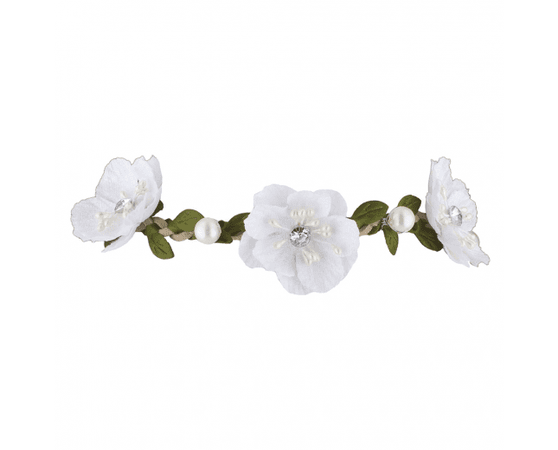 White Coachella Fabric Vine Pearl Floral Flower Choker Necklace - Necklaces