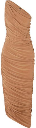 Diana One-shoulder Ruched Stretch-jersey Midi Dress - Neutral
