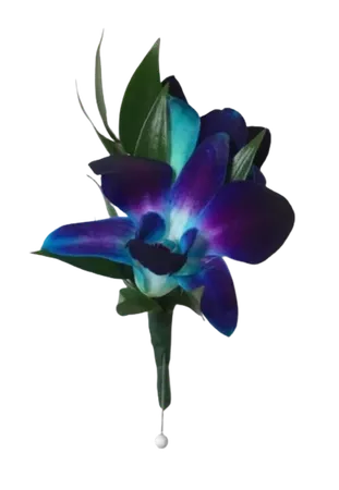 purple and blue boutonniere