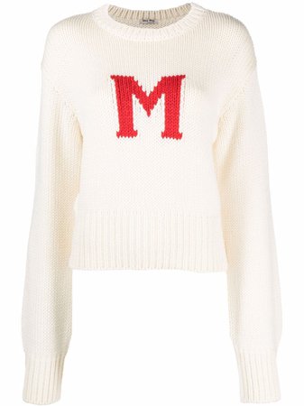 Miu Miu intarsia-knit logo jumper - FARFETCH