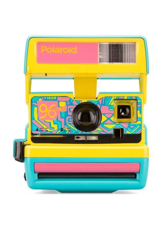 colorful yellow blue Polaroid camera png filler colorful fun