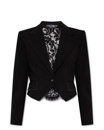 Dolce & Gabbana Cropped Blazer With Lace Back in Black - Lyst