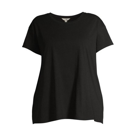 Terra & Sky - Terra & Sky Women's Plus Size Short Sleeve Super Soft Shirttail T-Shirt - Walmart.com - Walmart.com black