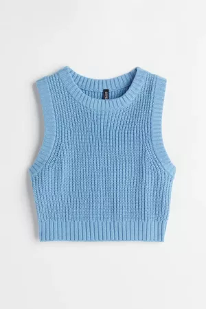 Cropped Sweater Vest - Light blue - Ladies | H&M US