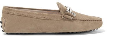 Gommino Embellished Suede Loafers - Beige