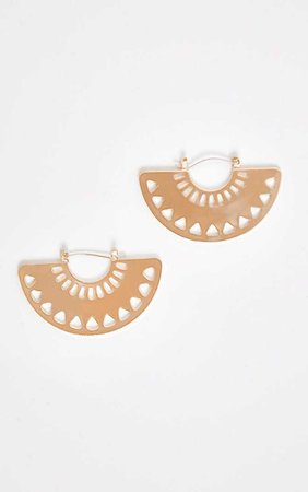 gold patterned fan earrings