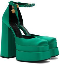 Versace: Green Medusa Aevitas Platform Heels | SSENSE