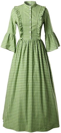 Amazon.com: I-Youth Cotton Vintage Pioneer Women Costume Lattice Colonial Prairie Dress Civil War Dresses (Large, Yellow): Clothing