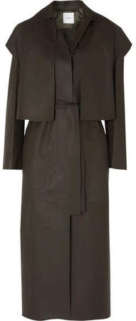 Leather Trench Coat - Army green
