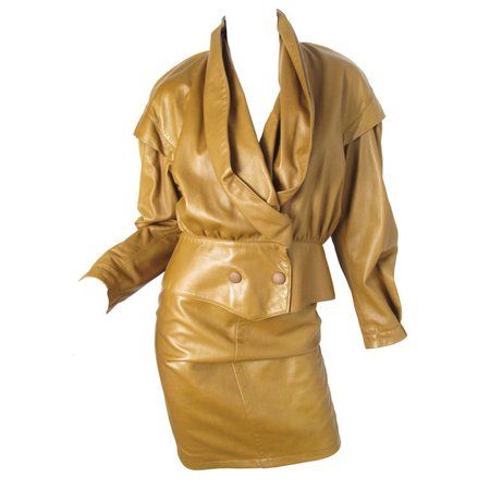 Thierry Mugler brown leather suit For Sale at 1stdibs