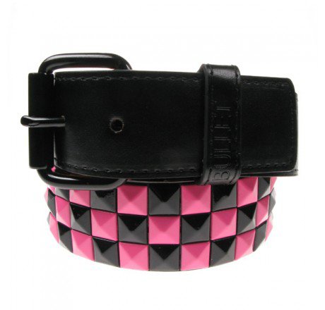 Punk'd Image - Black/Pink 3 Row Studded Belt