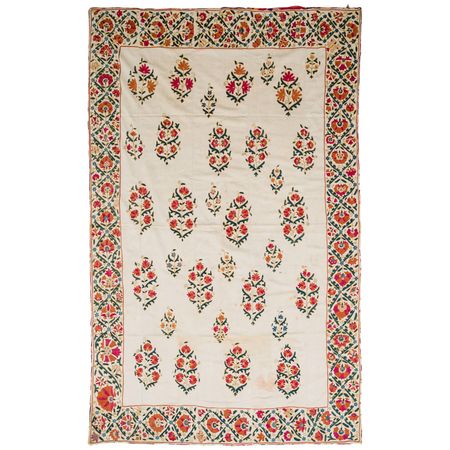 Large Vintage Uzbek Suzani Needlework Textile Blanket or Tapestry For Sale at 1stDibs