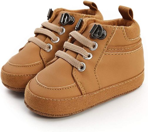 Amazon.com | COSANKIM Baby Boy Girl Sneakers High-Top Ankle Shoes Non Slip Soft Sole Infant Toddler Prewalker First Walker Crib Shoes（12-18 Months Toddler,H-Brown） | Sneakers