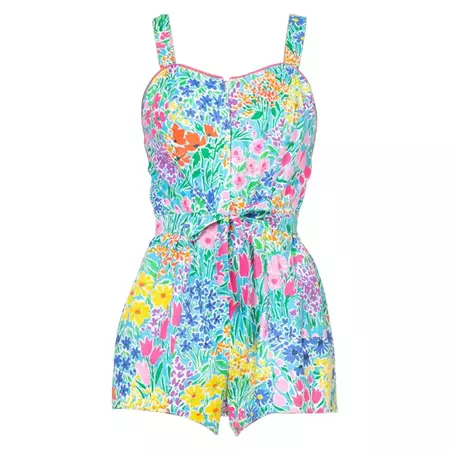 1980S Cotton Lilly P Style Bright Floral Jumpsuit Romper For Sale at 1stDibs | bright floral romper, floral pant romper