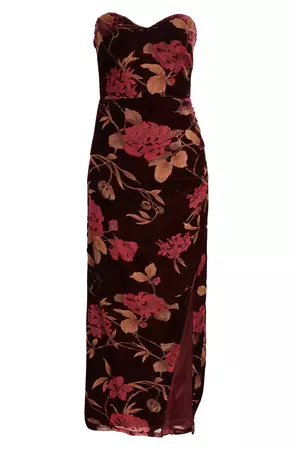 Lulus Exquisite Floral Velvet Burnout Strapless Gown | Nordstrom