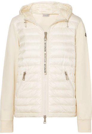 Hooded Quilted Shell And Cotton-jersey Down Jacket - White