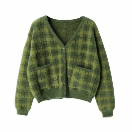 y2k indie Green plaid sweater