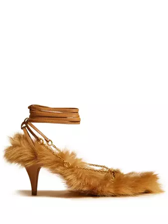 KHAITE The Marion shearling-lined 75mm Sandals - Farfetch