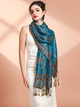 Tassel Paisley Pattern Shawl Scarf With Pashmina Stone, Good-Looking , Long Scarf For Women In | SHEIN USA