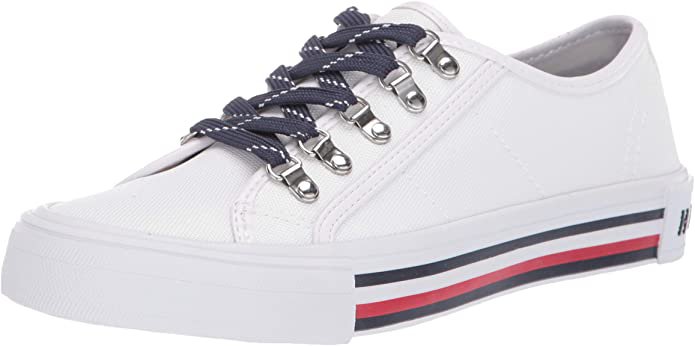 Tommy Hilfiger Women's Hill Sneaker, White, 6 | Fashion Sneakers
