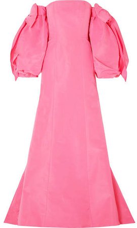 Convertible Off-the-shoulder Silk-twill Gown - Pink