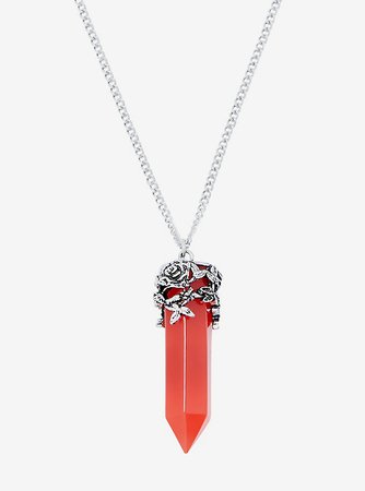Disney Beauty And The Beast Rose & Red Crystal Necklace