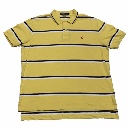 Vintage Polo by Ralph Lauren Yellow/Navy Striped Polo Shirt Condition